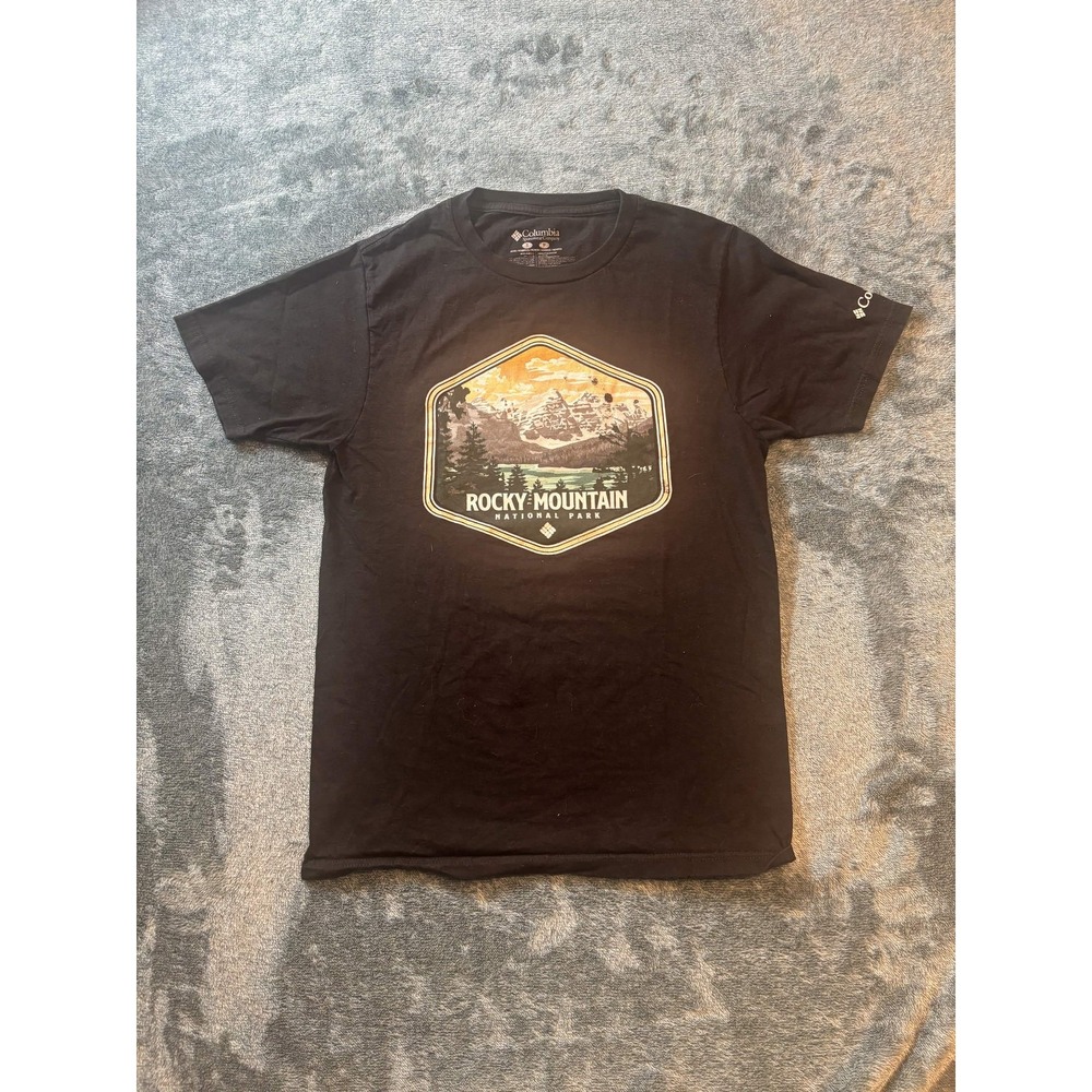 Columbia Mens Rocky Mountain National Park Graphic T-Shirt Black Small Cotton